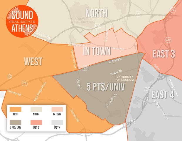 A map legend is a side table or box on a map that shows the meaning of the symbols, shapes, and colors used on the map. Athens Ga Neighborhoods Sound Real Estate Athens